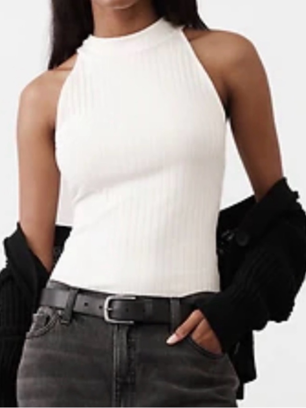 Banana Republic White Ribbed Halter Tank